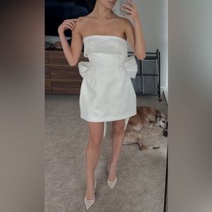 NADINE MERABI White Strapless Bow Dress